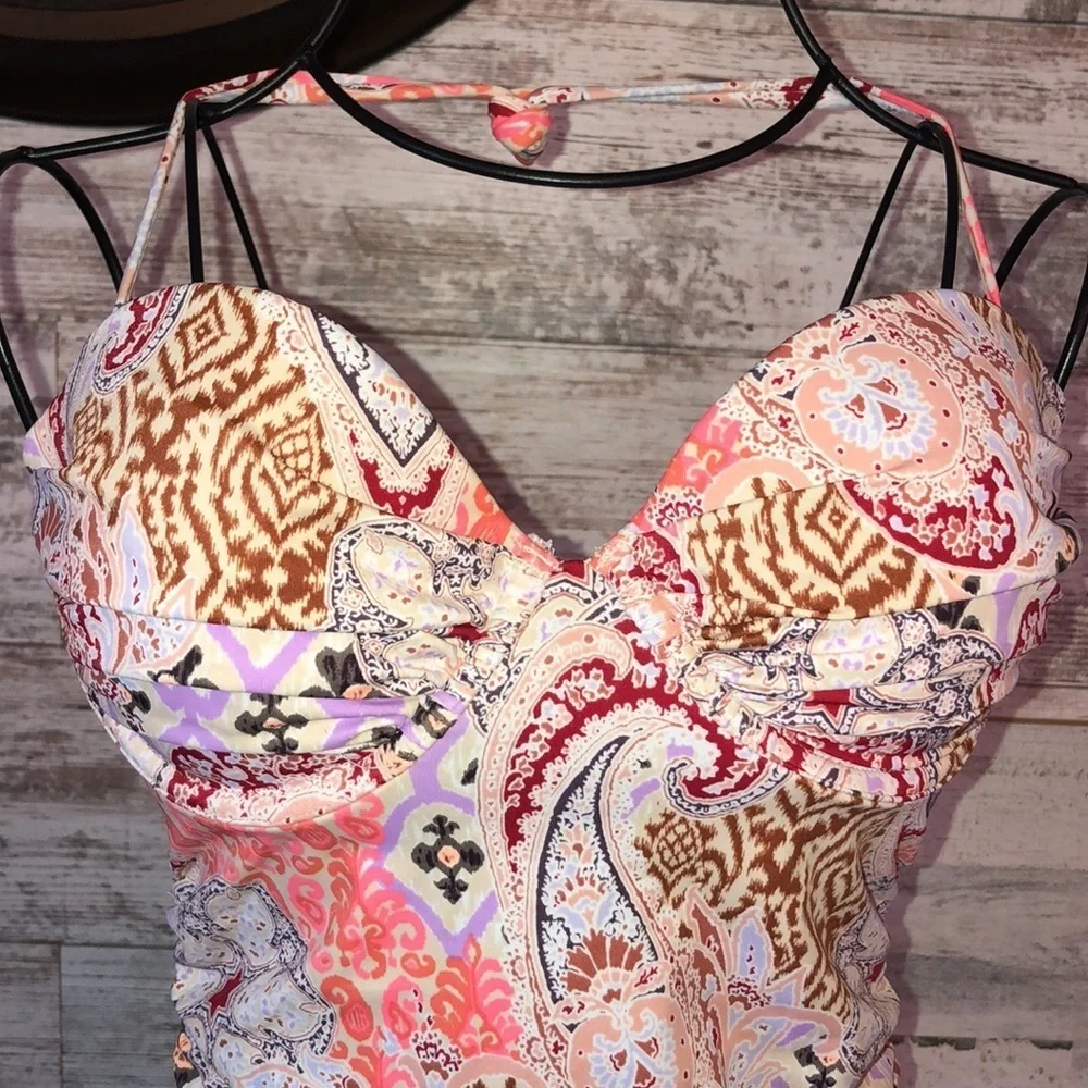 Victoria's Secret Bikini swim suit Colorful print no bottoms long top size 32C​​ - Picture 8 of 10